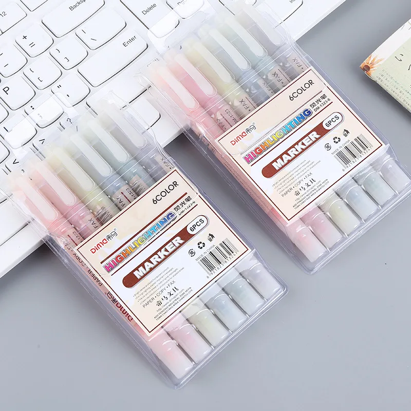 6 Kleuren/Set Dubbele Kop Unie - Pastel Highlighter Set Double Ended recensie en prijs