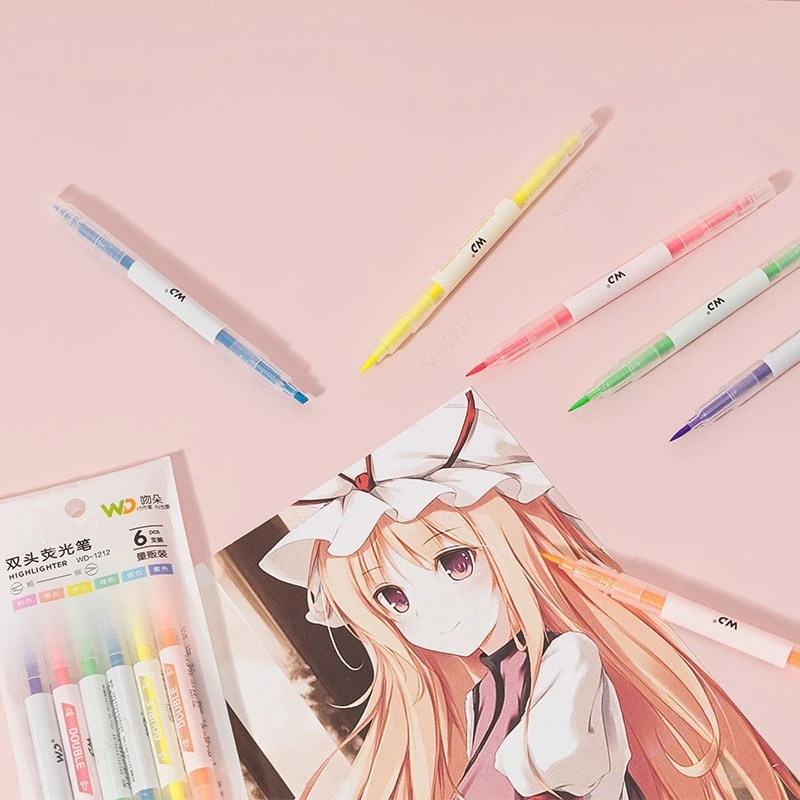 6 Kleuren/Set Dubbele Kop Unie - Pastel Highlighter Set Double Ended recensie en prijs