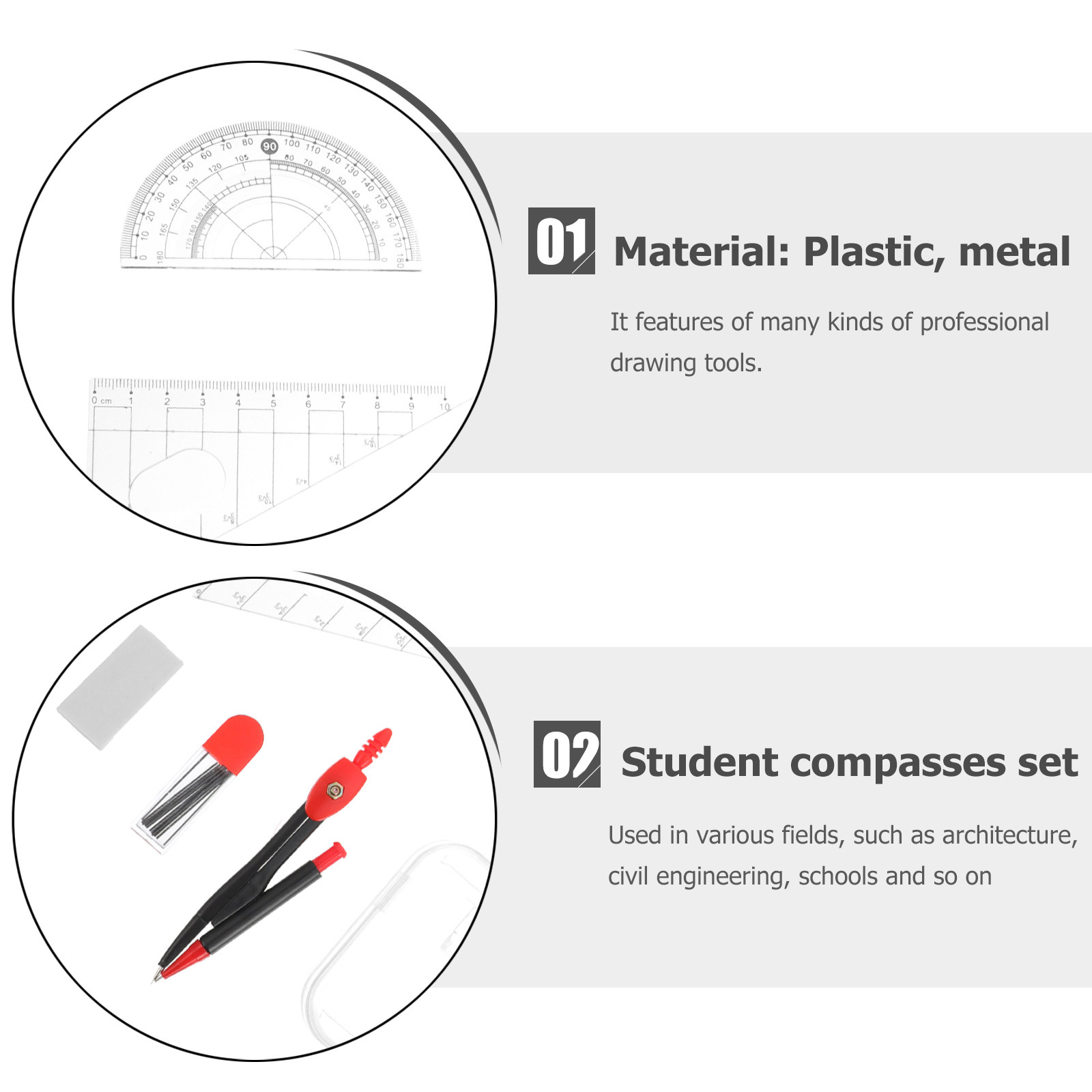 1 set professionele metalen ko - Math Geometry Set With Compass recensie en prijs